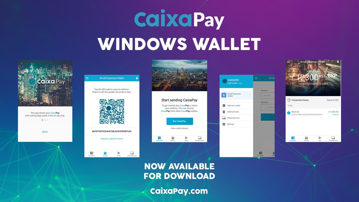 CaixaPay's tweet photo. CaixaPay is pleased to announce the release and launch of the CaixaPay wallet for Windows. 🎉🎉🤗

➡️If you are using a Windows OS then feel free to download your wallet here https://t.co/Gr4QoYDhk5

#CXP #CaixaPay #Crypto #cryptocurrency #CryptoNews #DAG #Wallet https://t.co/iyjcWKfg6N