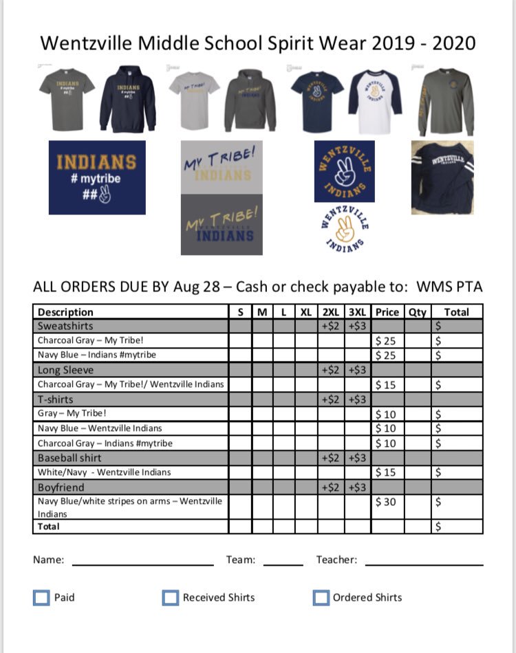 WMS PTA on Twitter "Spirit wear is available to order! Order forms
