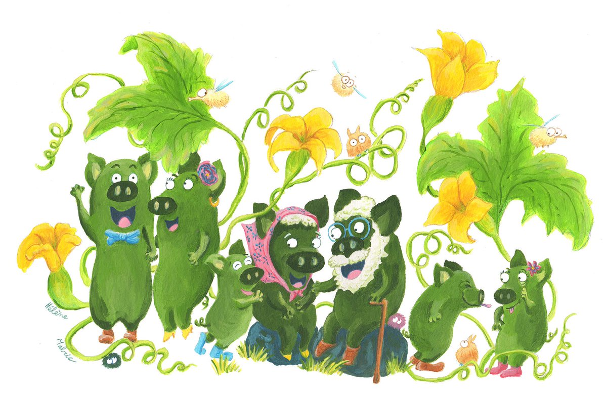 HMalric's tweet photo. Recherche de personnages! Portrait de famille de cornichons 
#FruitsKiki #Pajaeditions #illustrationjeunesse #albumjeunesse https://t.co/IISItnd2eM