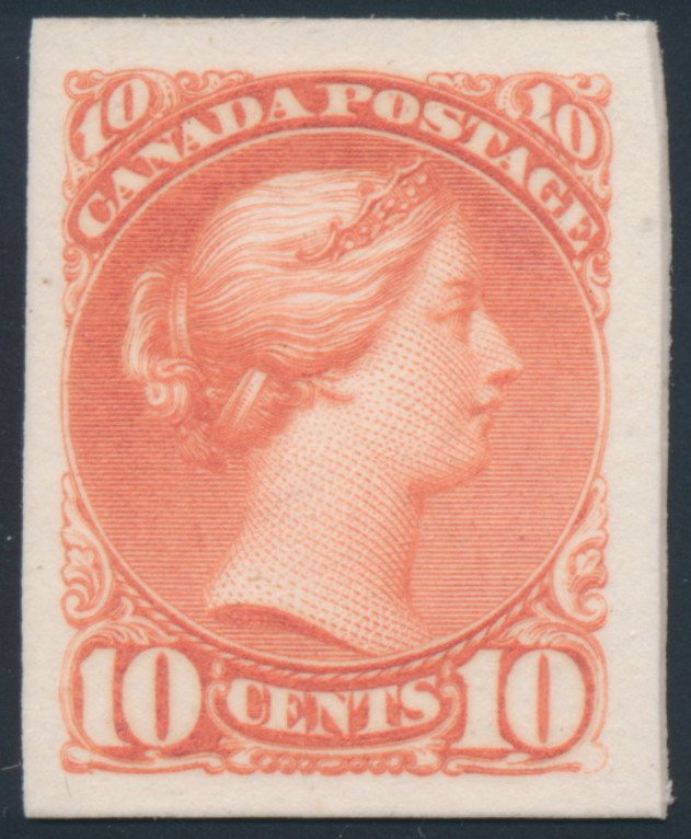 SparksAuctions's tweet photo. A highlight from our May 2019 auction: Lot 254, Canada 1890s ten cent Small Queen plate proof in deep salmon pink, sold for C$517 https://t.co/2mWuhlBHad #IndiaPaper #JohnHillson #PlateProof https://t.co/36xKjZwsB4