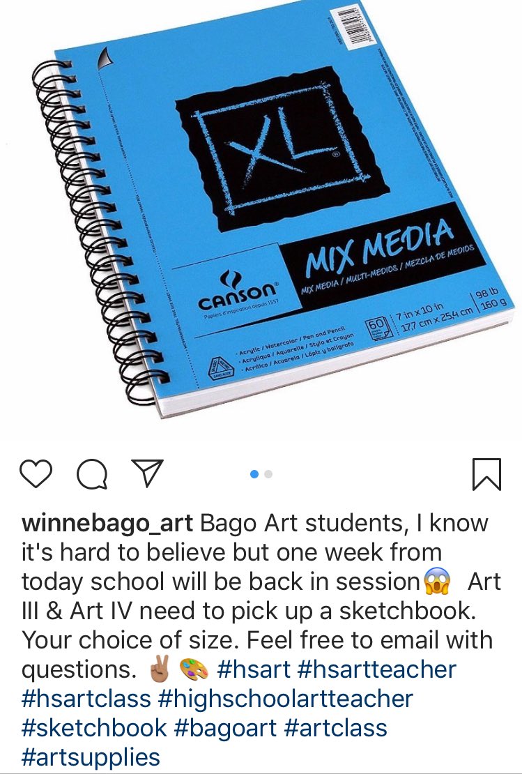 Bago Art 3&amp;4 you need to pick up a sketchbook for the year. Start looking for deals and coupons <a href="/amazon/">Amazon</a> <a href="/MichaelsStores/">Michaels Stores</a> <a href="/Blick_Art/">Blick Art Materials</a>  🎨✅✌🏽
