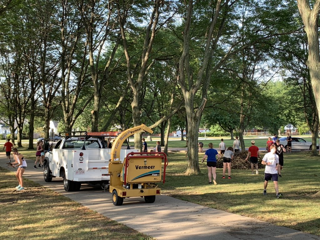 Taking pride in our schools, helping the grounds crew clean up before the start of the school year! Thank you <a href="/BGSchools/">BG Schools</a> for keeping our workout area safe. Bobcat Proud!