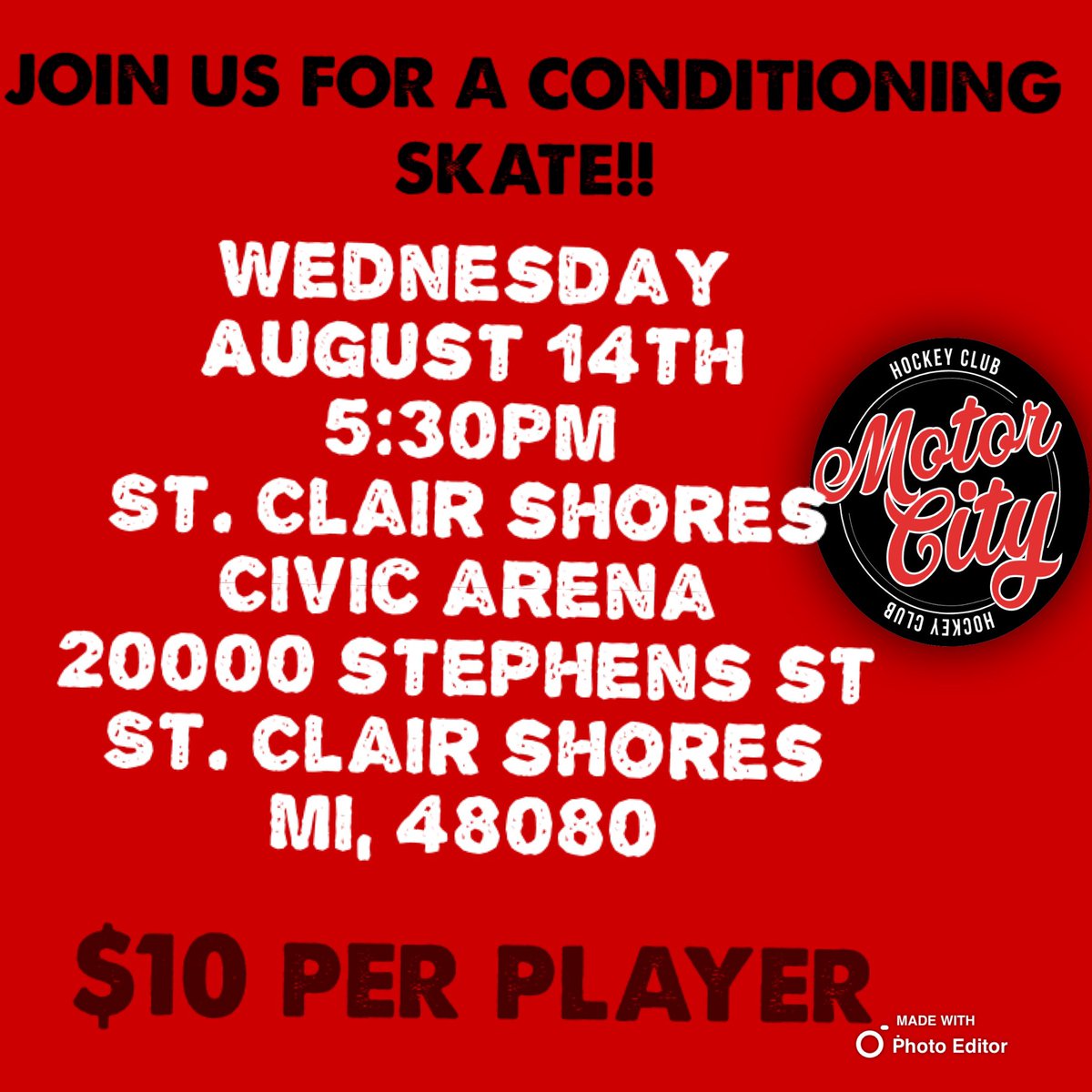 Join us for a conditioning skate today!!!