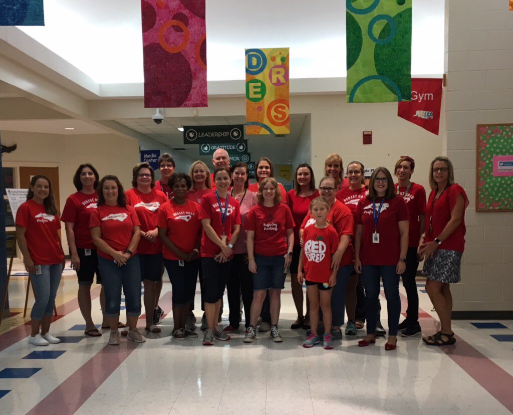 DurantEagles's tweet photo. What day is it?!? It’s Wednesday and Wear Red for Ed at Durant Road ES! @WearRedForEd They sure are a great group of people! #Strive4SuccessDRES https://t.co/d335YzPRMm