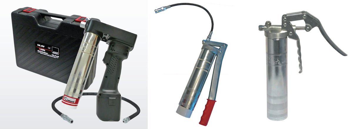 lubeaboom's tweet photo. What's more iconic than a grease gun for service techs? @NoriaCorp's "Machinery Lubrication" reviews the finer points of grease guns including the types and “machine health risks” that can result from improper use or care. https://t.co/Kx4x5gfF4u #SlickJustGotSlicker. https://t.co/XuL8NN0zg1