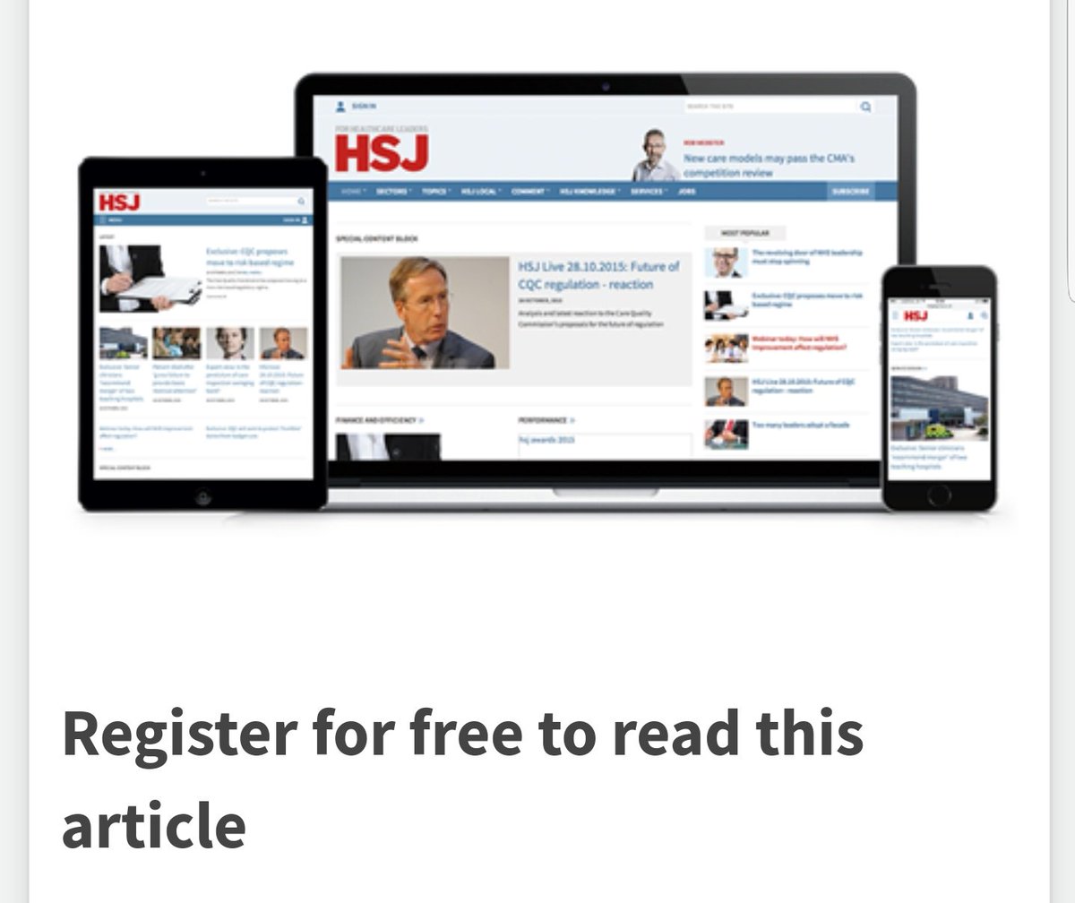 Nolliag66's tweet photo. @SueAllison809 HSJ front page of Sir David Behan whos footprints are all over cover ups at CQC. https://t.co/QkPna4h66w