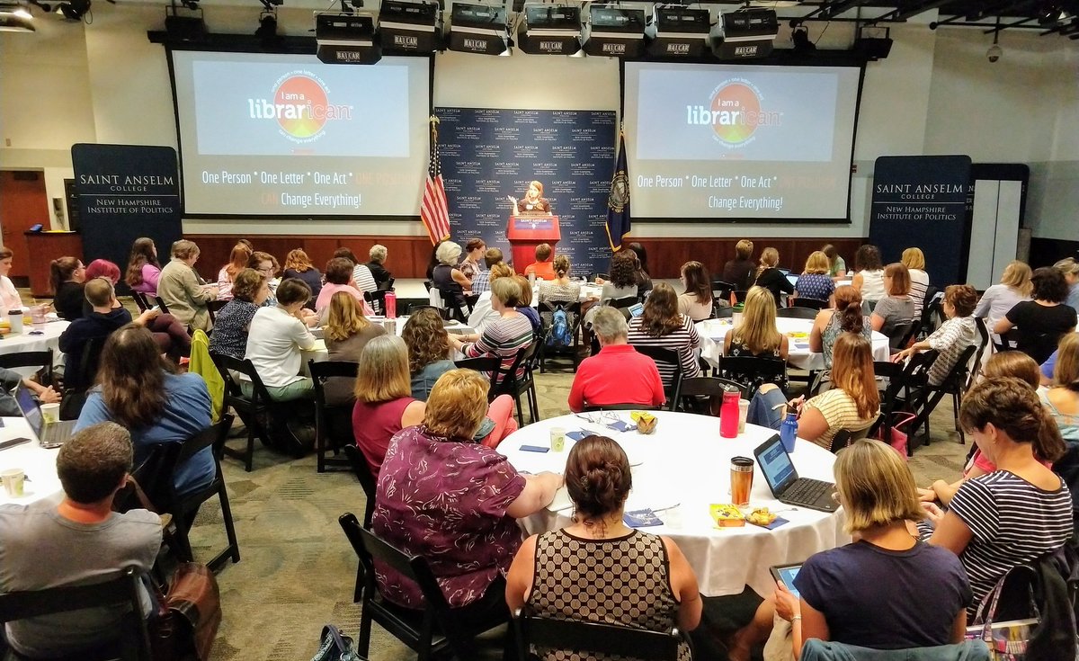 NHSLS603's tweet photo. #LibraryCampNH is off to a fabulous start! Thank you @AliSchilpp for sharing yourself with us ! https://t.co/u4nkZw9nbI