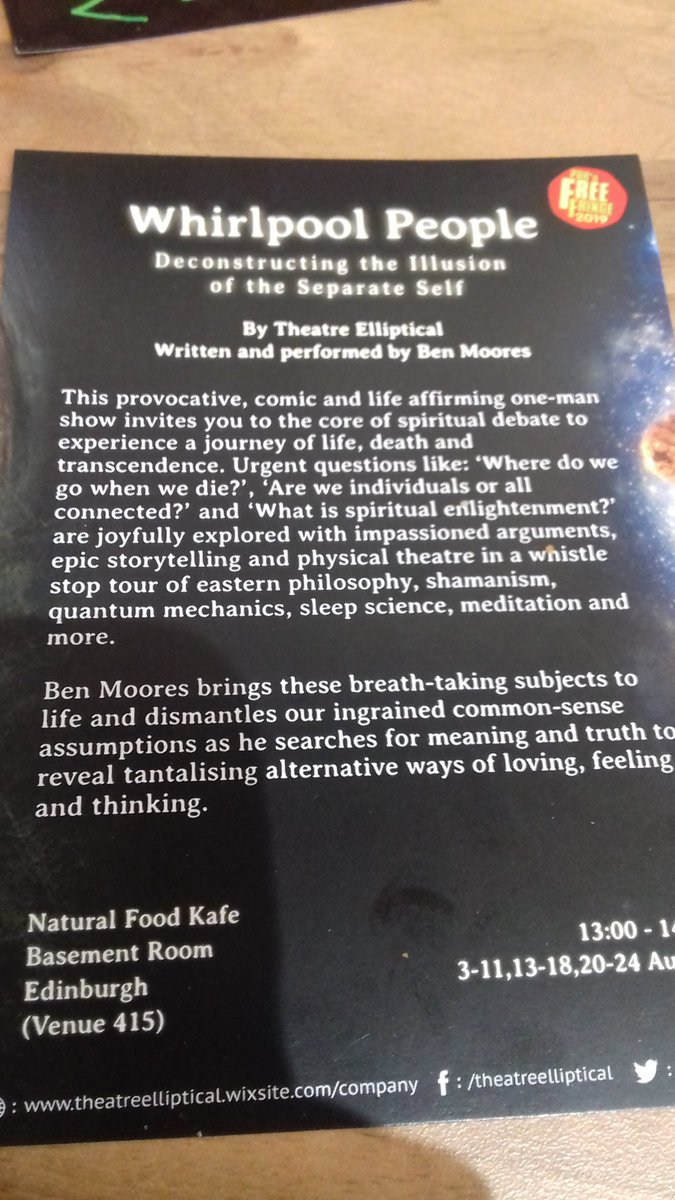 HorrorDfN's tweet photo. @edskeptics I just went to see Ben Moores' talk at Natural Food Kafe and I think you might find it interesting!

Likewise, @TElliptical, check out the Skeptics' programm, they have a different talk on every night at 19.20

All brought to you by @TheFreeFringe 😊
#EdFringe https://t.co/Ev9Iu7pEHc