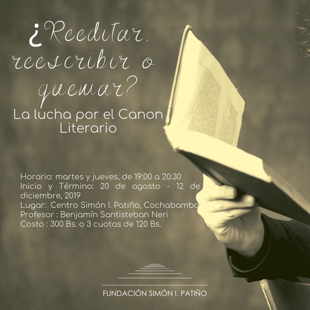 Enc_Escritores's tweet photo. Benjamín Santisteban dictará un curso sobre el Canon Literario Occidental, empieza el martes 20 de agosto y será hasta el jueves 12 de diciembre, dos días a la semana, martes y jueves de 19:00 a 20:30 en el Centro pedagógico y cultural Simón I. Patiño. https://t.co/UZ8xDDpRow