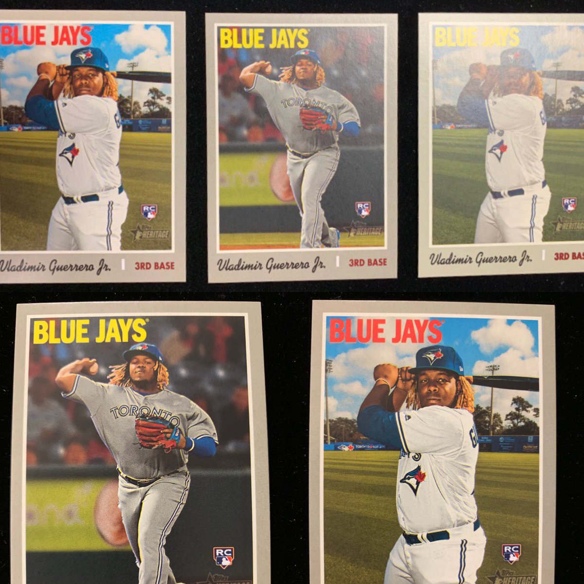 allstarbreaker's tweet photo. @Topps 2019 Heritage High Number came in hot with Vlad Jr - check it out, so cool! #VladJr #Sportscards #variations #shortprints #action #teamname https://t.co/mymk4HEwhb