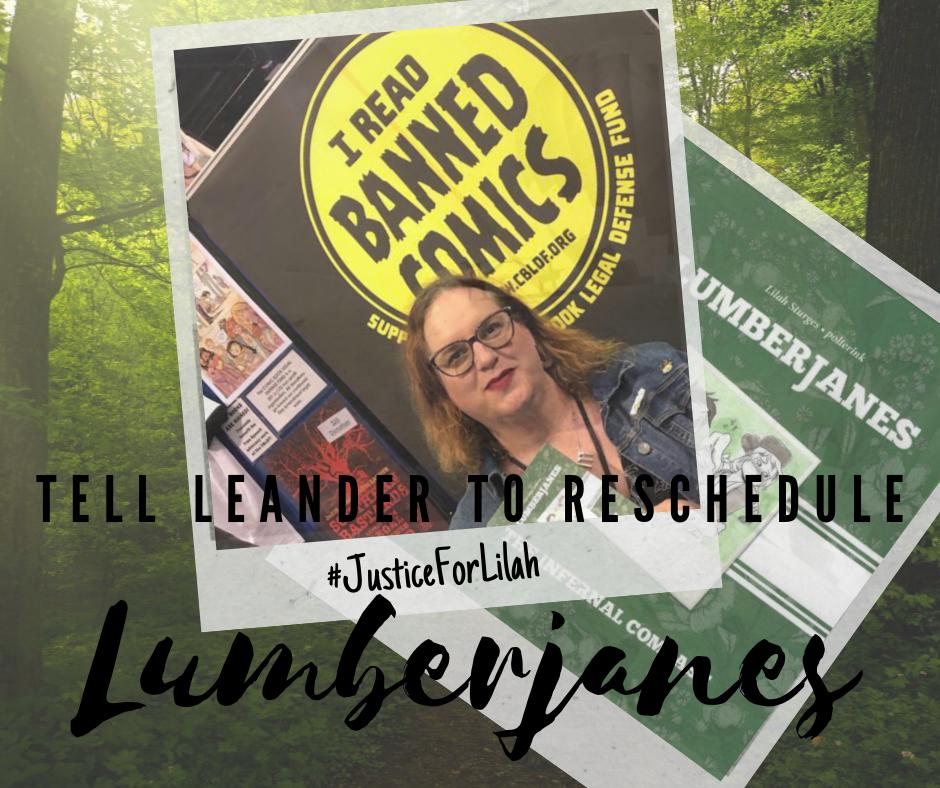 Comic Book Legal Defense Fund (@cbldf) on Twitter photo Join <a href="/CBLDF/">Comic Book Legal Defense Fund</a> & <a href="/ncacensorship/">National Coalition Against Censorship</a> in urging the <a href="/CityofLeander/">City of Leander</a> to reschedule <a href="/lilah_sturges/">I’ve changed my id! it’s now @LilahSturges</a> planned Lumberjanes event and pass library policies to protect inclusive programming at this Thursday's city council meeting. cbldf.org/2019/08/action…
#JusticeForLilah & #UncensoredPride Join <a href="/CBLDF/">Comic Book Legal Defense Fund</a> & <a href="/ncacensorship/">National Coalition Against Censorship</a> in urging the <a href="/CityofLeander/">City of Leander</a> to reschedule <a href="/lilah_sturges/">I’ve changed my id! it’s now @LilahSturges</a> planned Lumberjanes event and pass library policies to protect inclusive programming at this Thursday's city council meeting. cbldf.org/2019/08/action…
#JusticeForLilah & #UncensoredPride