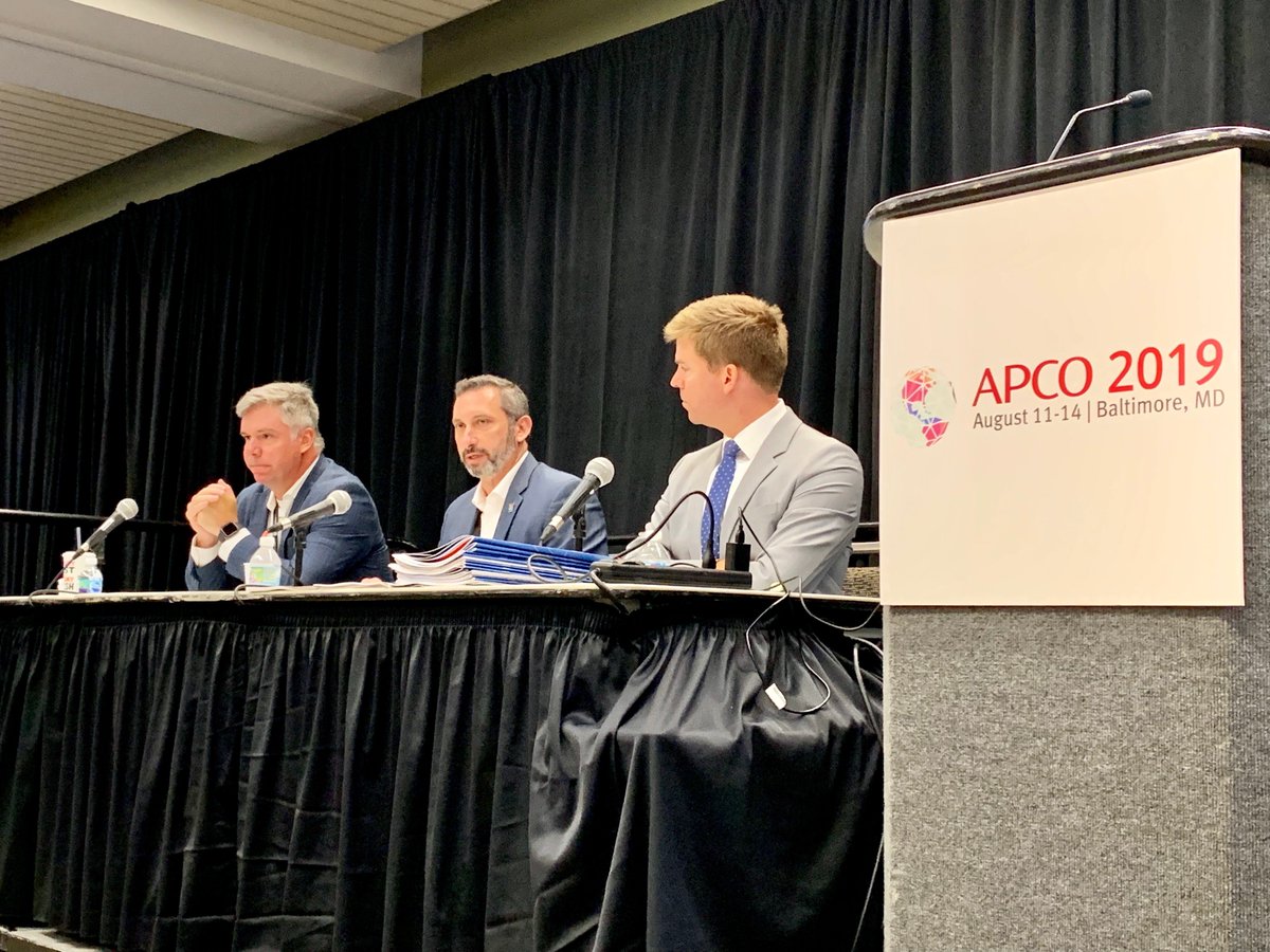 FirstNetGov's tweet photo. "This is public safety's Roadmap for the network." – Jeremy Zollo joins @EdPFirstNet &amp; Dave Buchanan to discuss how the #FirstNetAuthority will continue to engage with public safety to deliver the best broadband experience for their mission. #FirstNetatAPCO #APCO2019 #WeServeYou https://t.co/WMNxFhcY8b