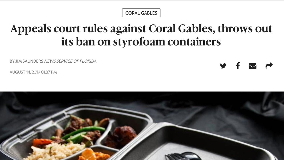 IrelaBague's tweet photo. ☹️Another disappointment and blow for environmental issues in Florida! I hope that all of our businesses in #CoralGables will keep with their commitments to sustainable business practices. #polystyreneban #plasticban https://t.co/DzFZh6K2fv https://t.co/zGlnHwS7cw