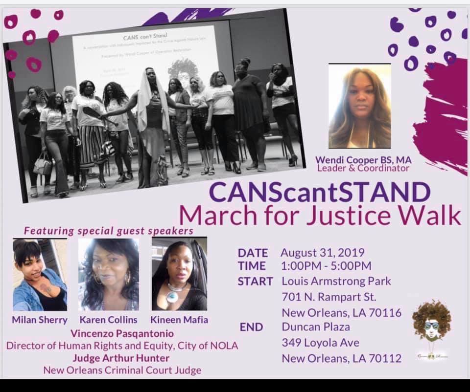 LouisianaTrans's tweet photo. Louisiana's Crimes Against Nature Law is used to intimidate and harass members of the LGBTQ+ community and is disproportionately used against trans women of color. Come out and march against it on August 31st! #TRANScendingWomen #CANScantSTAND https://t.co/vUtbdTa43x