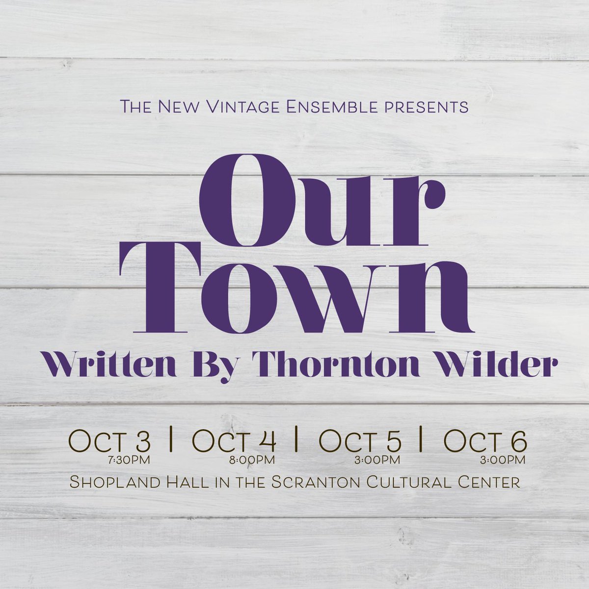 vintagetheater's tweet photo. Our Town Fact: Playwright Thornton Wilder was said to have written "Our Town" as a response to what he felt contemporary theatre lacked: appreciation for the written word.

See his creation at @ScrantonFringe October 3-6: https://t.co/9KsAQSR5fN 

#scrantonfringe #nveourtown https://t.co/Wq5I3xkECz