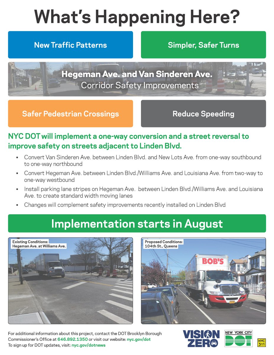 Nyc Dot This Month We Ll Begin Safety Improvements On Hegeman Ave Van Sinderen Ave In Brooklyn That Will Convert Van Sinderen Ave Between Linden Blvd New Lots Ave