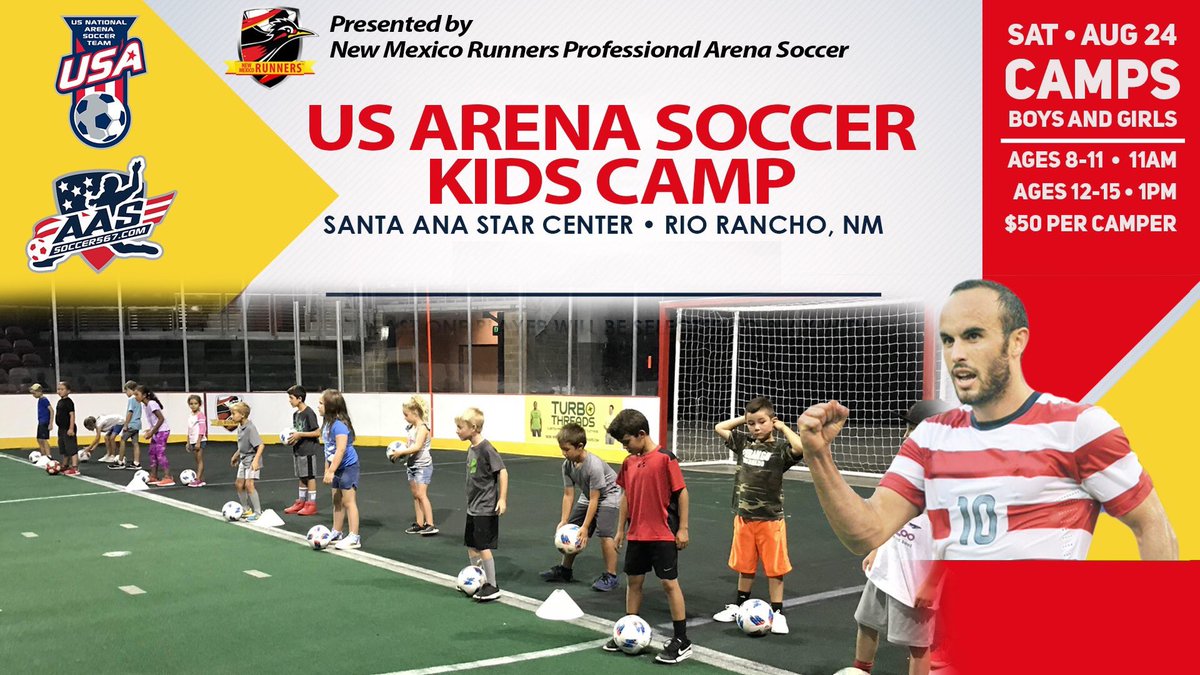Get your child signed up for our kids camp on August 24th! Only $50 per camper &amp; it includes a ticket to the game to see US Soccer Legend Landon Donovan! Register here: soccer567.rsportz.com/competitions/4… #nmsoccer