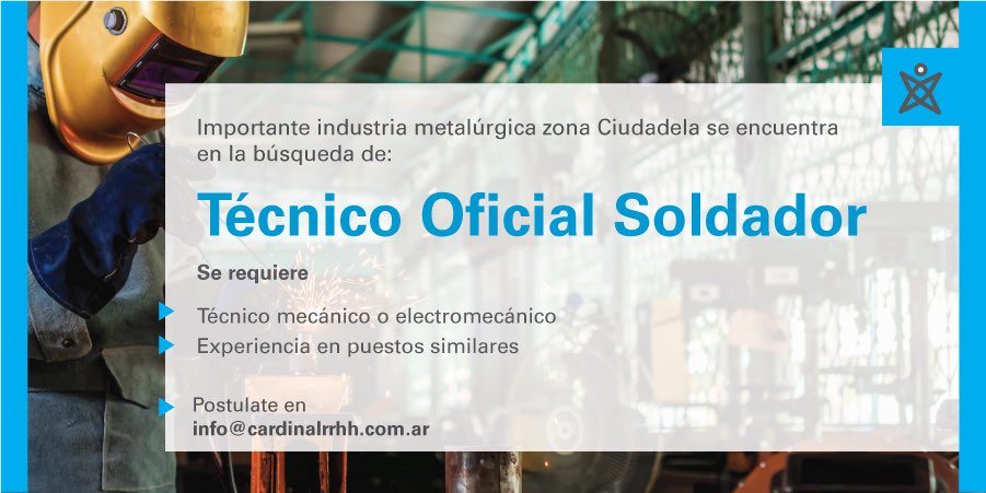 cardinal_rrhh's tweet photo. #OportunidadLaboral en zona #Ciudadela para técnicos mecánicos o electromecánicos.
Postúlate en info https://t.co/jd4hAKKTfe o busca la publicación en #Linkedin 
#EmpleoCardinal #EmpleoAr #TrabajoAr https://t.co/LizUrTi9qK