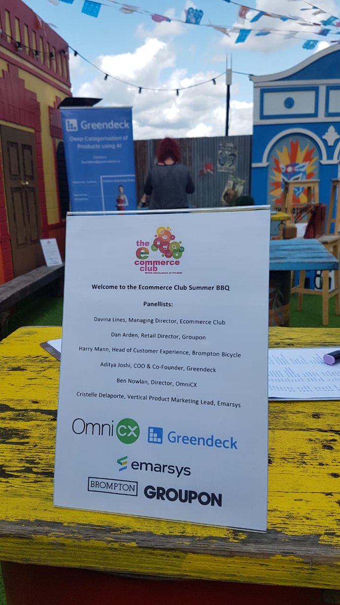 greendeckco's tweet photo. Good food, sunny weather, and an insightful discussion on the current and future role of #AI in #retail with @groupon, @BromptonBicycle, @OmniCXdigital and @Emarsys. Our very own @_adijo was part of the panel as well! Overall great event by #eCommClub! https://t.co/iEXkp6CZOX