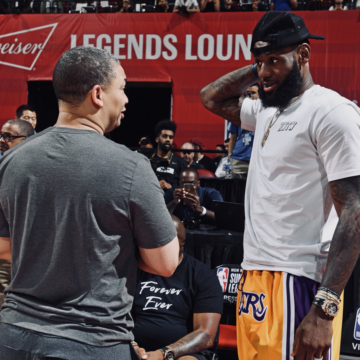 BR_NBA's tweet photo. Bron: I’m going to need locker room secrets and defensive schemes from the Clippers

Lue: Say less https://t.co/bCLPt9ldif