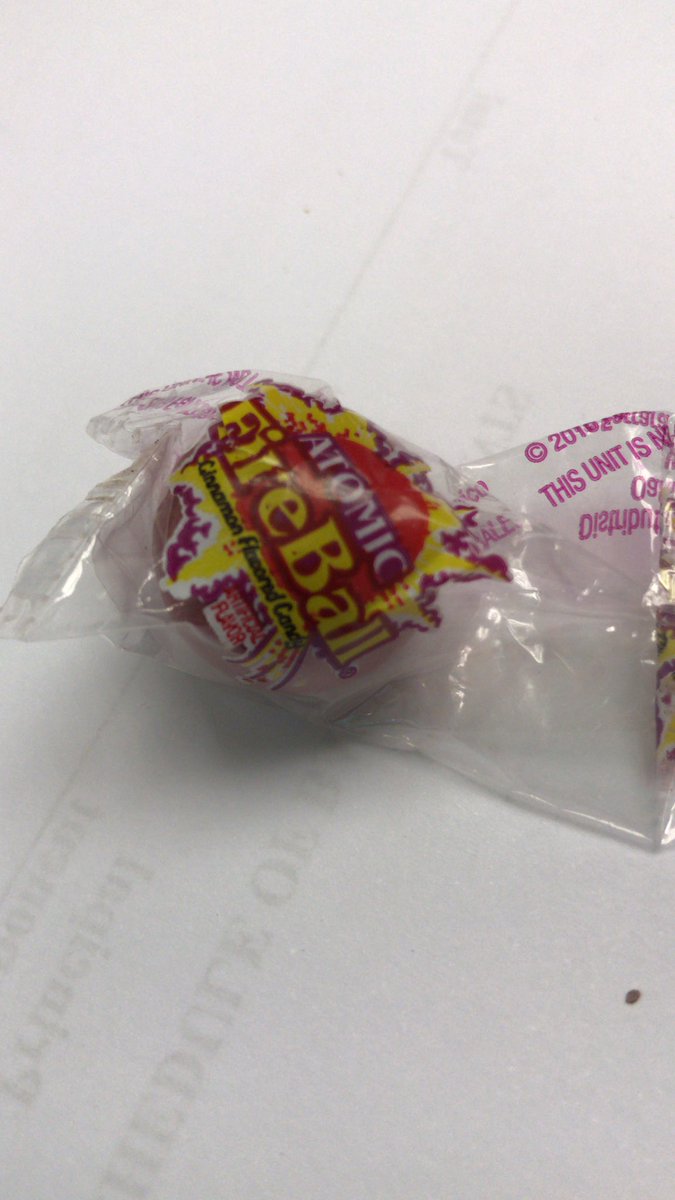 TheOtherLori's tweet photo. It’s soooooo hot yet I can’t spit it out!!!!! Help me remember why I thought this was a good idea? #fireball #hotcandy https://t.co/4ICyqS6wD9