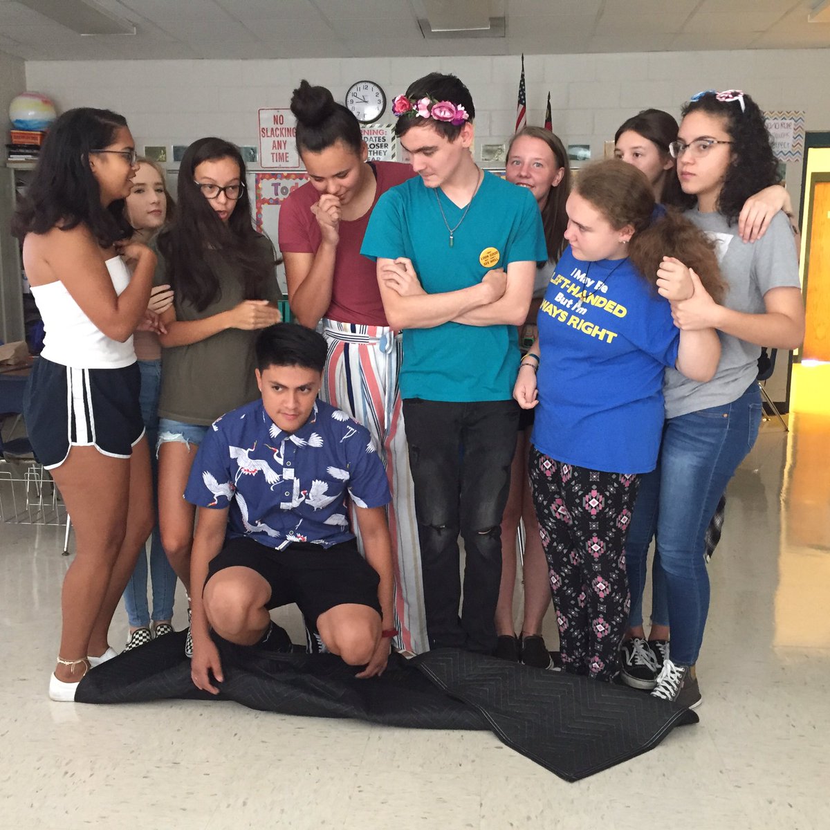 Today we got up close and personal with each other trying to flip the “magic carpet” over without stepping off.