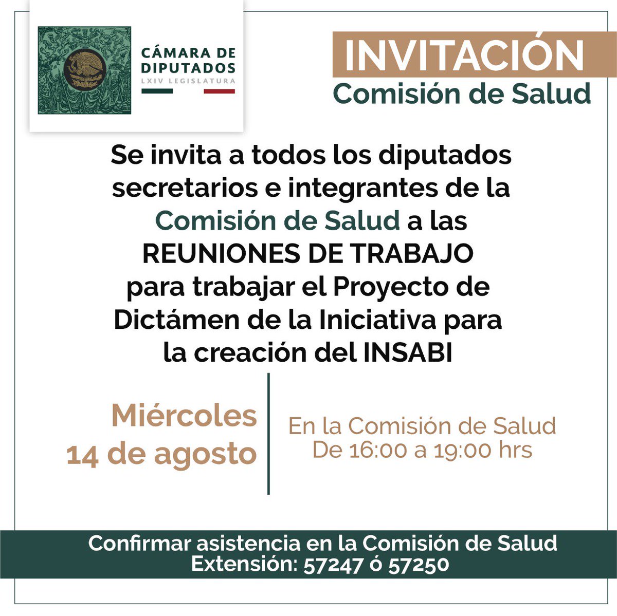 saludpormx's tweet photo. Hoy a las 4 pm, @Mx_Diputados de la Comisión de #Salud realizarán el proyecto de dictamen de la iniciativa con la que se crea el #INSABI. Les pedimos el mayor rigor legislativo y que se incluyan las mejoras pertinentes resultado de las #AudienciasPúblicas #INSABIncluyente https://t.co/pSoOC4sBYZ