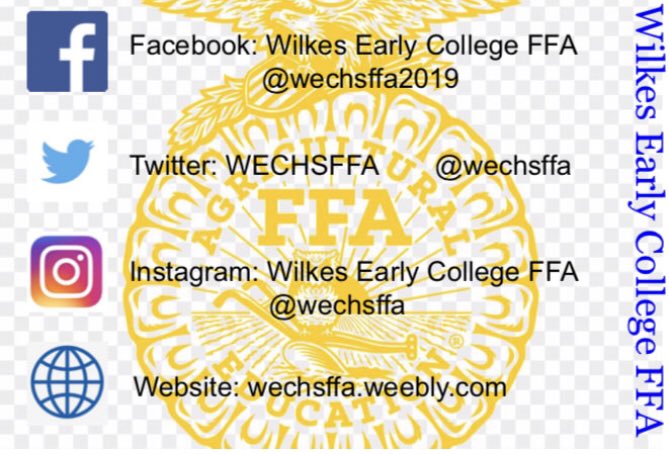 WECHSFFA's tweet photo. Wilkes Early College FFA is now on Facebook, Twitter, Instagram, and our brand new website! Check out our website to see events, our scrapbook, and to learn more about us!

Visit the website at: https://t.co/55JhQzlmy1 https://t.co/nGvOPC848K