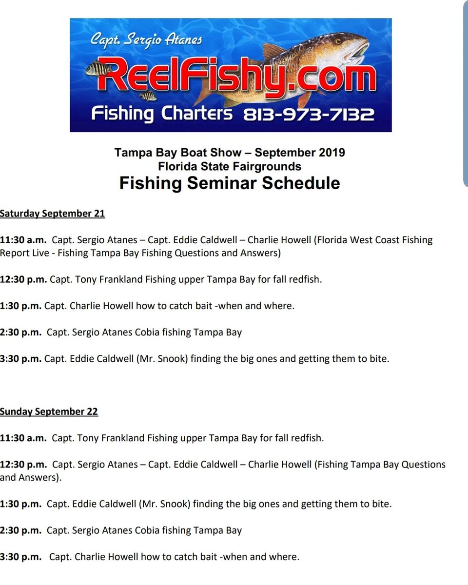 TBBoatShow's tweet photo. Interested in learning about #fishing? You're in luck! Join us at the Tampa Bay Boat Show for our FREE 🎣 Seminars #TBBoatShow

https://t.co/mW6YkYKhOw https://t.co/9HVsEbpSD7