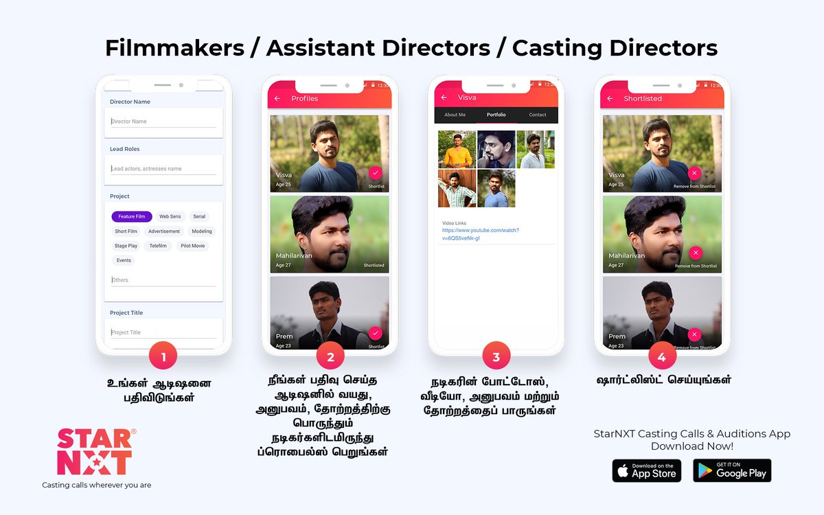 StarNXTofficial's tweet photo. StarNXT - Casting Calls & Auditions App
Android: https://t.co/tOH4gsf87q
iOS: https://t.co/UGFF2nialP
#starnxt #audition #castingcall #tamilmovie #kollywood #filmdirector #assistantdirector #castinddirector https://t.co/BX4Pase8N3
