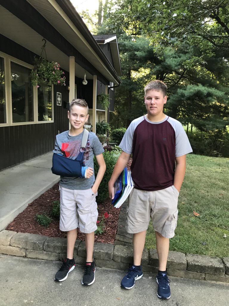 zuberbrown76's tweet photo. Back to school today for Parker ( Junior) and Carson (8th) !!   And the most recent pic of Airman Connor in Japan-he spends a lot of  time at the gym -imagine that, somethings never change!! https://t.co/1tP7csRfad