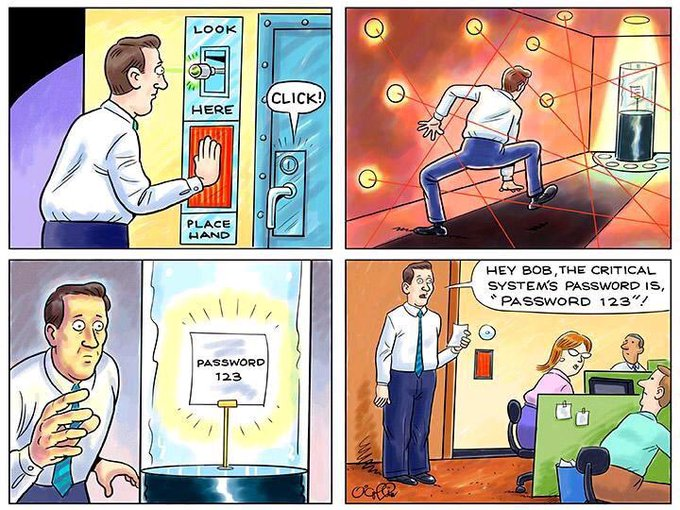 unamcert's tweet photo. 🤦‍♂ 🔐 El ser humano es el eslabón🔗 más débil en lo que concierne a #cybersecurity #password #infosecurity #humor https://t.co/xIZlG7Ot8t