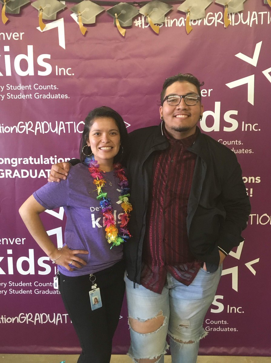 "Denver Kids taught me to never give up on what's important, no matter how hard life gets." Alexus Dominguez, Class of 2019 and future #CUBuff, with Cristina Chacon, Program Director, Enrichment &amp; Community Partnerships.