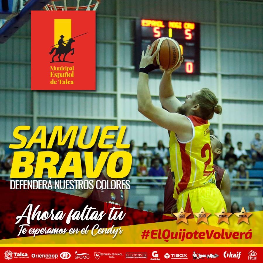 espanoldetalca's tweet photo. [ ATENCIÓN ]
Queremos informar la continuidad de nuestro jugador Samuel Bravo Barraza. #AlaPivot #23 
El Samy vuelve a vestir los colores del Quijote, ahora el compromiso es tuyo para llenar el #Cendyr 
🆚 CD Manquehue Basketball
⌚18:00 hrs
🏟 Gimnasio Cendyr Sur
#VamosQuijote https://t.co/oyKthc2qiM