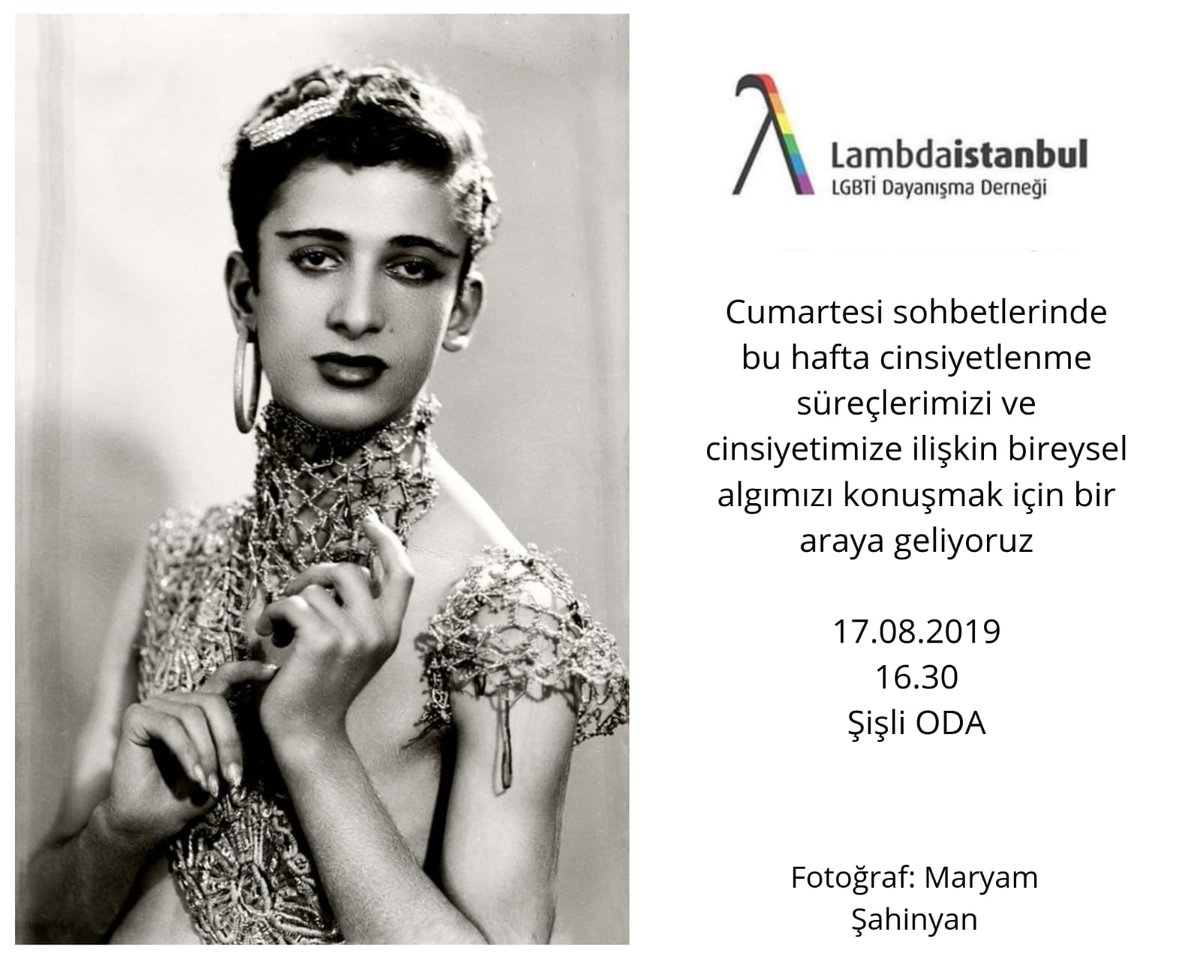 lambda_istanbul's tweet photo. 17 Ağustos 2019: Lubunya, Çeken Bilir!
Bu hafta “cinsiyetlendirilmiş” deneyimlerimizi, toplumun dayattığı kadınlık/erkeklik rollerini ve bu rollerin dışına taşışları konuşmak için bir araya geliyoruz.
https://t.co/fLUoF3X9kb
#cinsiyetlenme #gendering #lambdaistanbul https://t.co/XJlHfaz9Wn