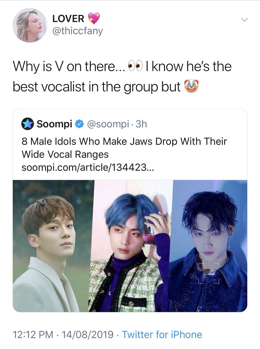 MOTSDOW's tweet photo. Anyways, heres a thread of kpopies being mad coz ta3hyung was mentioned in an article talking about vocal ranges https://t.co/sYAvsJs7A0