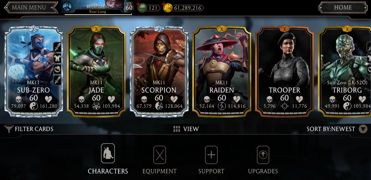 RealStealBC's tweet photo. Finally! All MK11 characters maxed out. After hundreds and hundreds of packs opening. Even with this insulting 3 % of chances. #MKMobile #MK11characters https://t.co/GofhRdV5Pz
