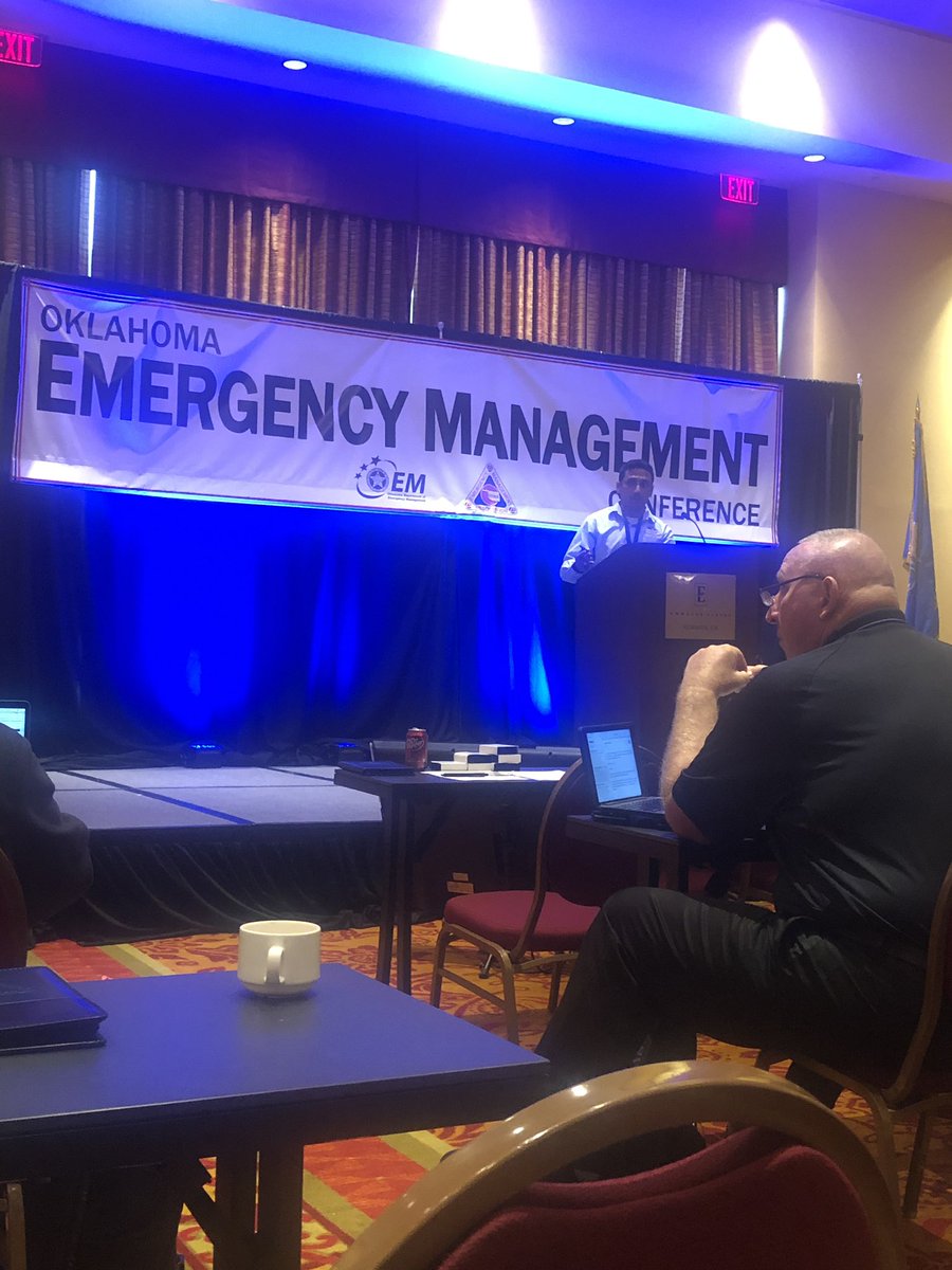 WX5GLK's tweet photo. @vmahale from @NWSNorman giving an overview of QCLS events and their hazards. #emconok https://t.co/U8reFWRvl0
