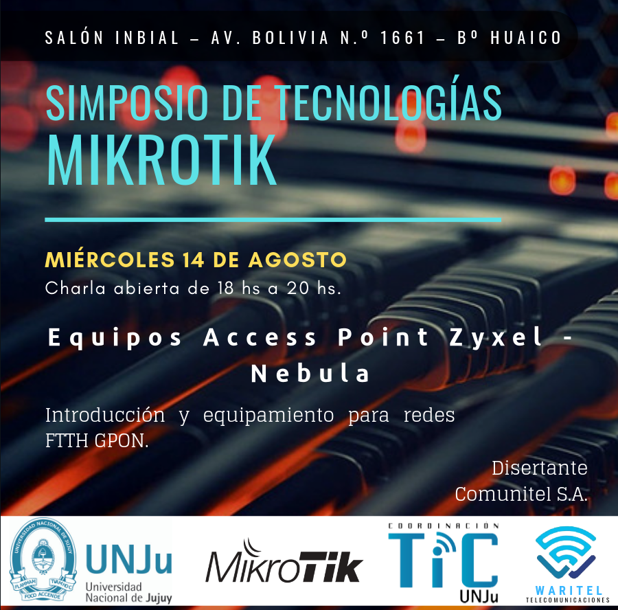 unjutics's tweet photo. Hoy segunda charla abierta! de 18 a 20hs. en INBiAl! 😃✌️
Equipos Access Point Zyxel - Nebula 👨‍🏫👨‍💻👩‍💻 ✌️✌️  
#SimposioMikrotik https://t.co/NhyrjKvuac