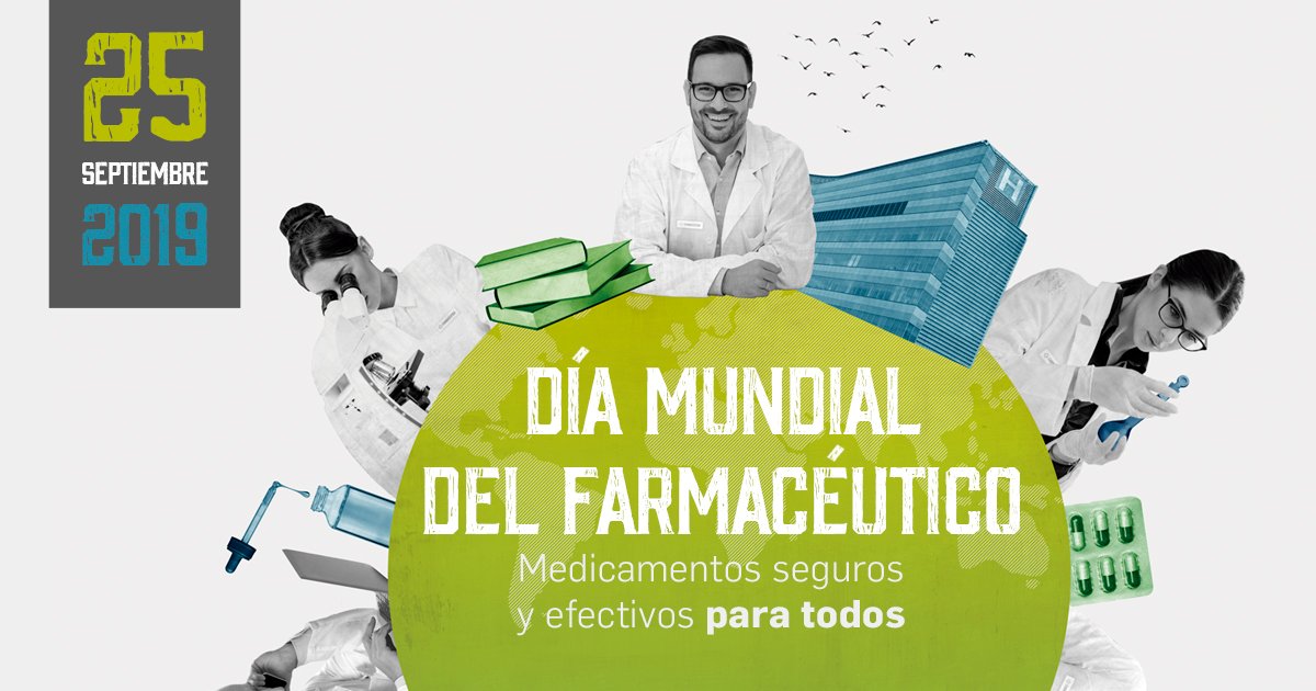 Farmaceuticos_'s tweet photo. “Medicamentos seguros y efectivos para todos”, lema del próximo Día Mundial del Farmacéutico 2019 - #DMF2019 #WorldPharmacistsDay #Calentandomotores https://t.co/cOWqbY0HxL https://t.co/coaodICIGc