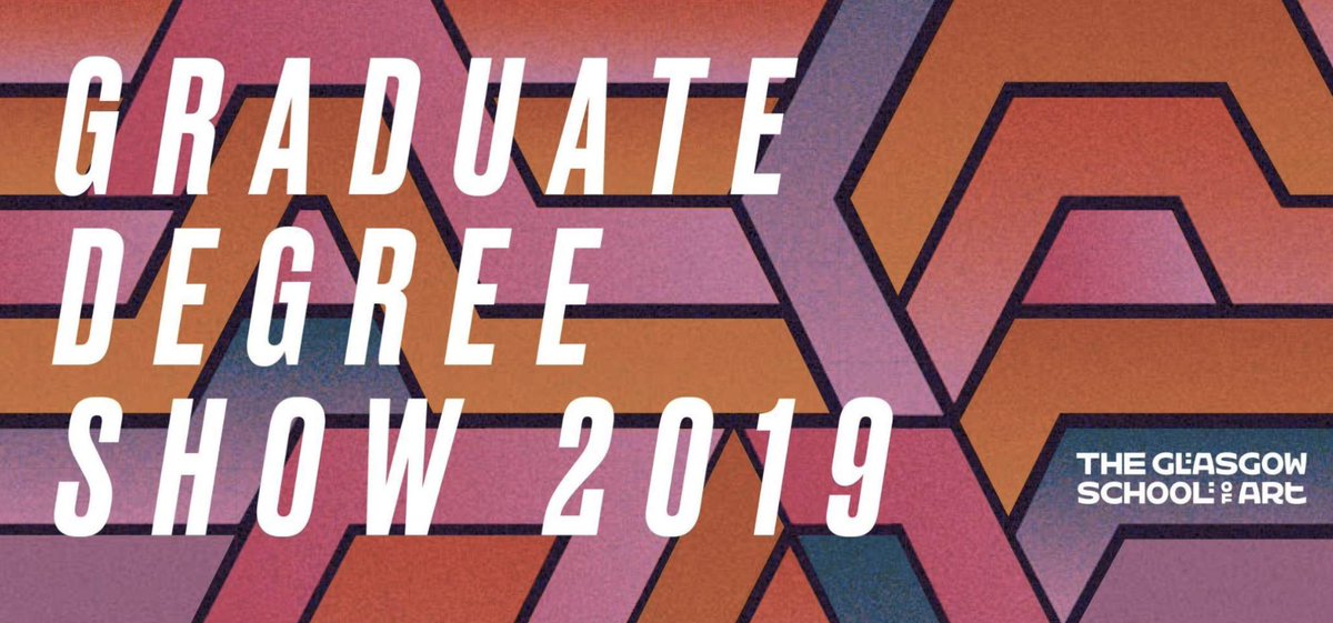 Coming up: See work by students across our postgraduate community at Graduate Degree Show 2019 
Renfrew Street campus + Tontine Building
24 - 29 August
gsa.ac.uk/graddegreeshow…
#degreeshows #GDS2019