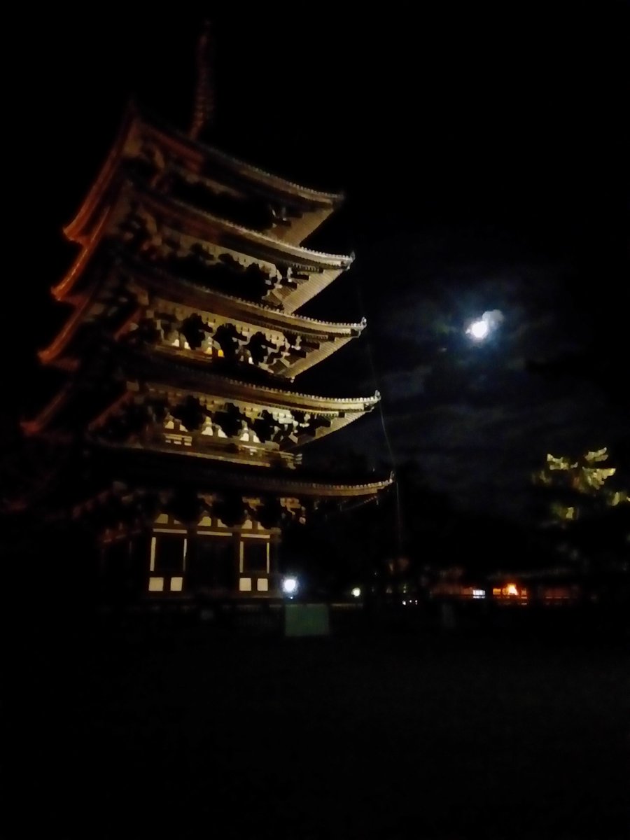 けけゆう على تويتر 奈良 興福寺 五重塔ライトアップ 月