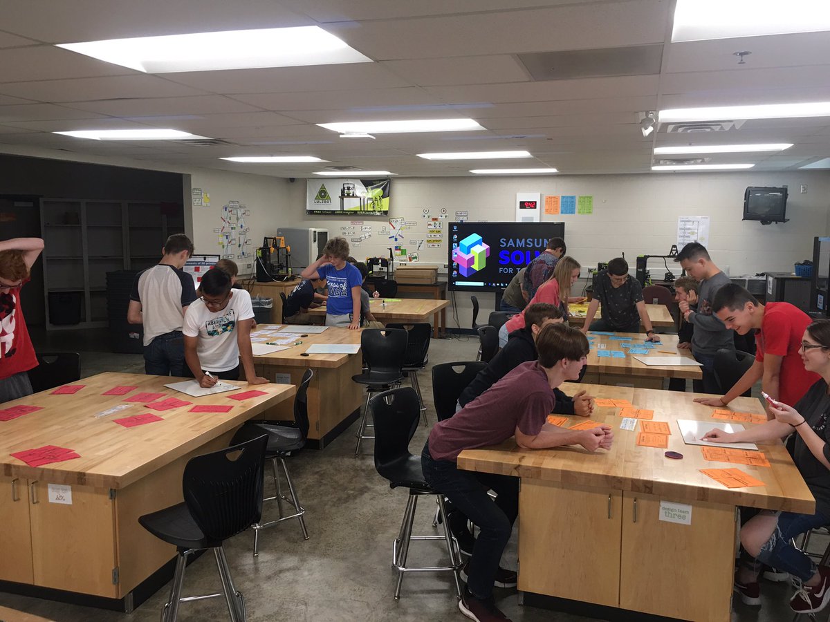 Students hit the ground running, working in teams to solve a puzzle hidden within the class syllabus. #PRinciplesOfEngineering #PLTW #ghspride
