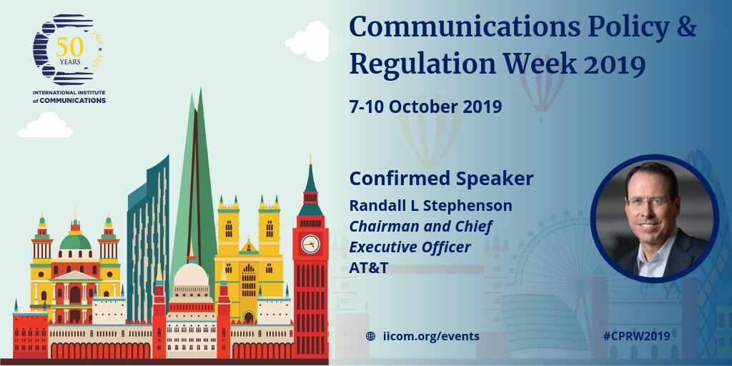 The_IIC's tweet photo. Have you registered for #CPRWeek2019 yet? Randall L Stephenson of @ATT will be delivering a keynote speech. #TMT #policy #regulation
You can see all confirmed speakers here: https://t.co/7INqXGOI5k
Register before 7 September to get Early Bird discounts: https://t.co/u1A1ysrVMz https://t.co/qBkllMRQco