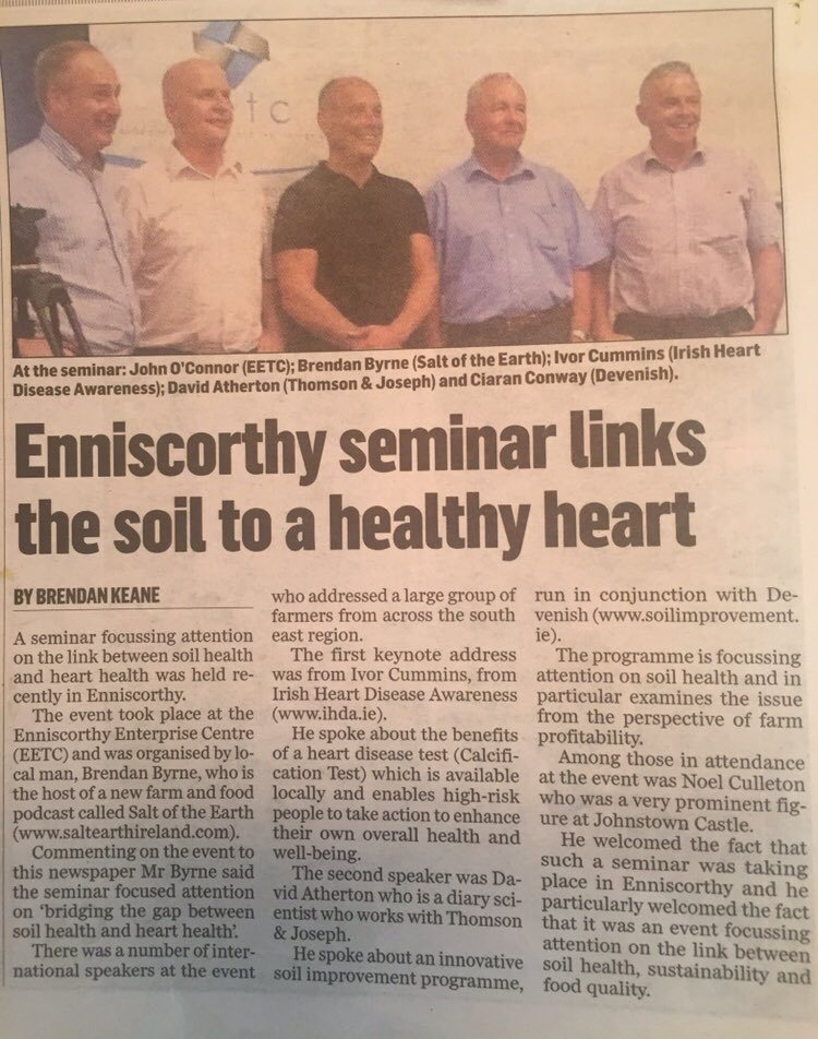 ‘Bridging the gap between soil health and heart health’. Insightful presentations from Ivor Cummins <a href="/FatEmperor/">Ivor Cummins</a> &amp; David Atherton,  Thomson &amp; Joseph <a href="/CiaranConway4/">Ciaran Conway</a> <a href="/DevenishNutri/">Devenish</a> at <a href="/EnterpriseWex/">EnterpriseWex</a> with <a href="/JohnAOConnor/">John O' Connor</a> <a href="/setv_ie/">SETV.IE OFFICIAL</a> <a href="/SoilProgramme/">Soil Improvement</a> #SoilHealth #HeartHealth <a href="/EnniscGuardian/">Enniscorthy Guardian</a>