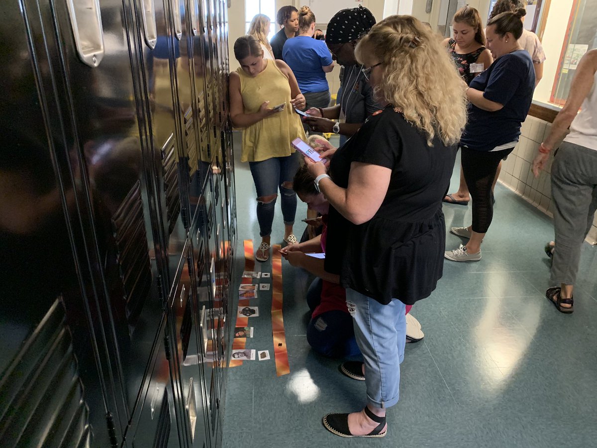 tayGraf's tweet photo. Who says learning to be a #CRSEinCS educator is all work &amp; no play? Check out these #CSI2019 “See Me/Awareness PD session participants learning about #LGBTQtechpioneers &amp; #womenincs w/ @GooseChase.  #CS4all #CSMatters https://t.co/sA2YPPJ8LM
