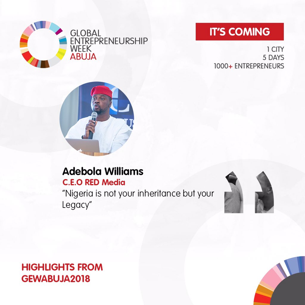 _GewAbuja's tweet photo. HIGHLIGHTS FROM #GEWABUJA2018

“Nigeria is not your inheritance but your Legacy” - @DebolaLagos 

Do you have a favorite @DebolaLagos moment? 

Comment below👇🏻 https://t.co/QHTTPgyrqA