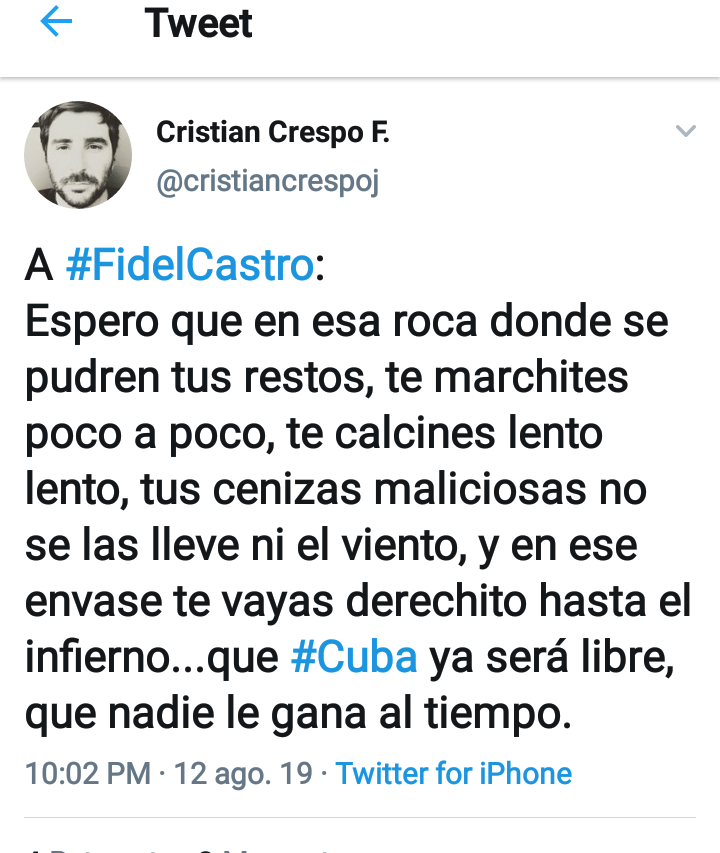 lemp2010's tweet photo. Ahi que Avisarle a #DCabello que desde #Cuba le Dicen que el Inmundo de #FIdelCastro se esta Pudriendo Muerto...Y HChavez, Tambien! @SebastianaSin  @CASTORFAVELO @elviejomiguelc
@_RoqueCastro @NIMITZCVN68 @cperezbarrios @yoanisanchez @geopolytica https://t.co/fCUG6hO87C