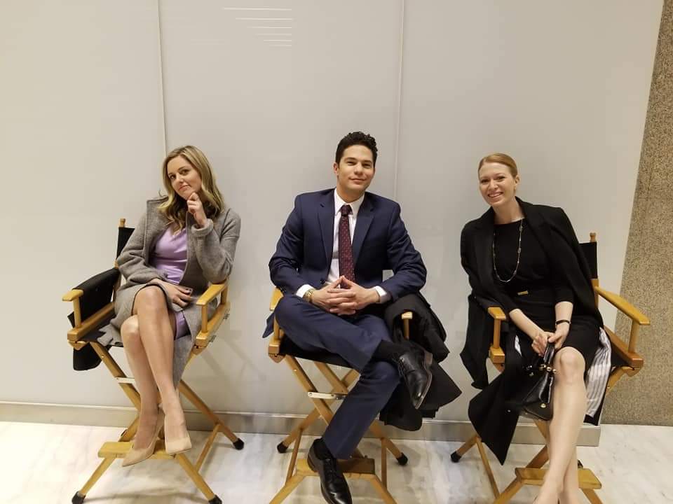thatmigueljam's tweet photo. Waiting on the set of Showtime's #theloudestvoice. Two members of the Paul Weiss legal team and "Carrie." #hurryupandwait #behindthescenes #backstage #setlife https://t.co/rIoybOQsV9