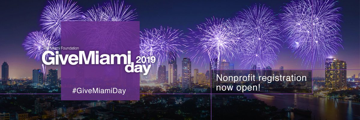 MiamiFoundation's tweet image. Now open! #GiveMiamiDay nonprofit registration. 

All nonprofits serving #MiamiDade are invited to join in this community's most active day of giving. Register now: GiveMiamiDay.org.